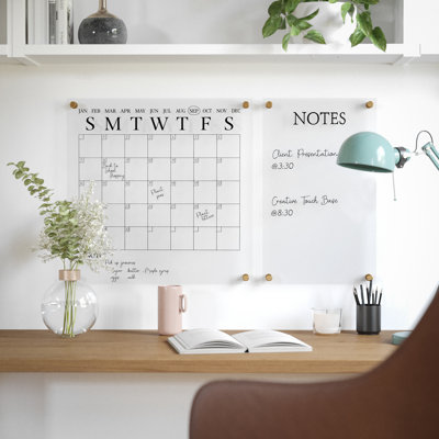 Martha Stewart Grayson Premium Acrylic Monthly Wall Calendar and Notes Board