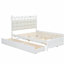 Lit plateforme avec rangement en bois avec 2 grands tiroirs, lit double de taille XL, ensemble de prises et ports USB