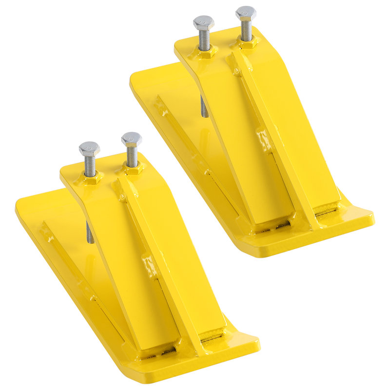 Ensemble de protection pour seau de tracteur en acier robuste - Écrous et boulons à double verrouillage - Idéal pour la neige, l'enlèvement des feuilles et l'épandage de gravier - Comprend une clé en forme de L - Paquet de 2 - Jaune