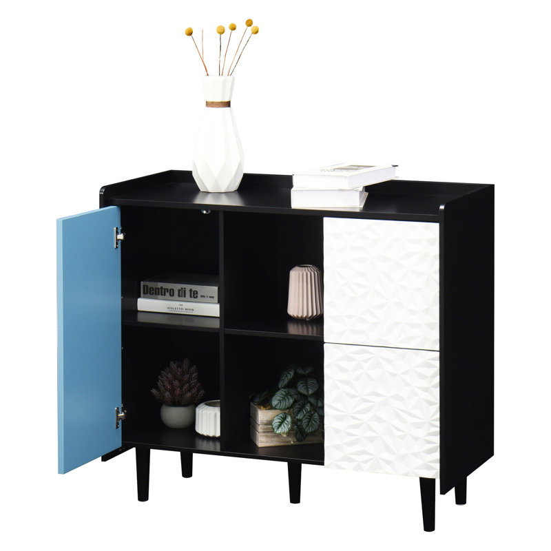 Buffet avec rangement, Noir / bleu