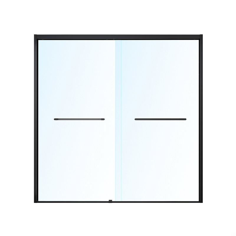 Portes de douche à cadre à fermeture en douceur, porte de douche coulissante pour salle de bain, porte en verre trempé Sgcc (6 mm) d'épaisseur