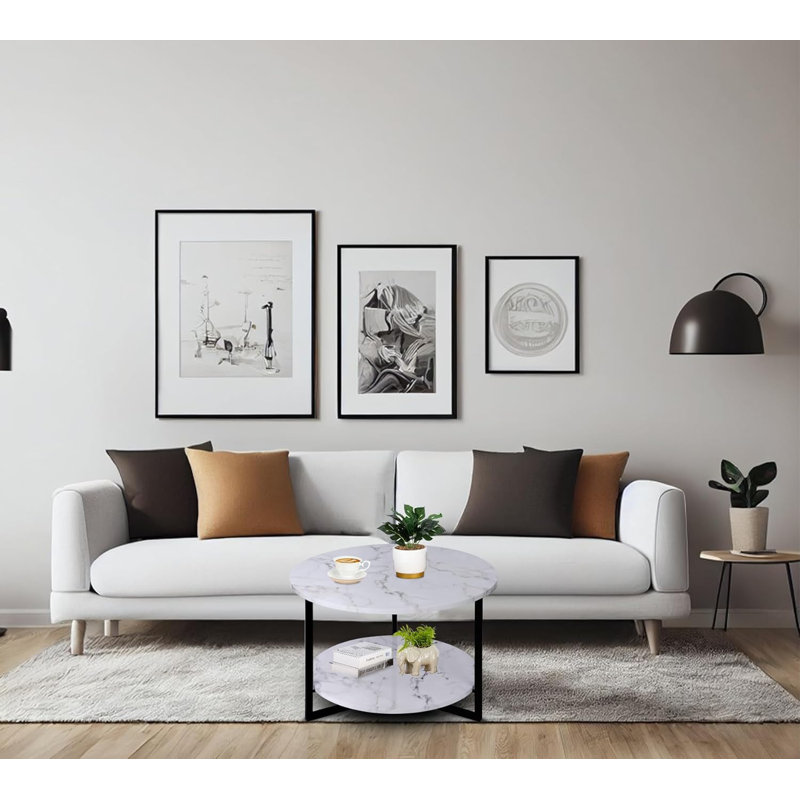 Petite table basse ronde avec rangement Table basse blanche et noire