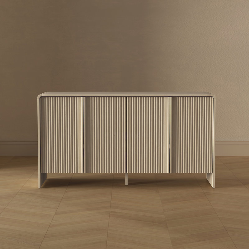 Novara 60" Contemporary 4-Door Sideboard in Whitewashed Oak, Whitewashed Oak