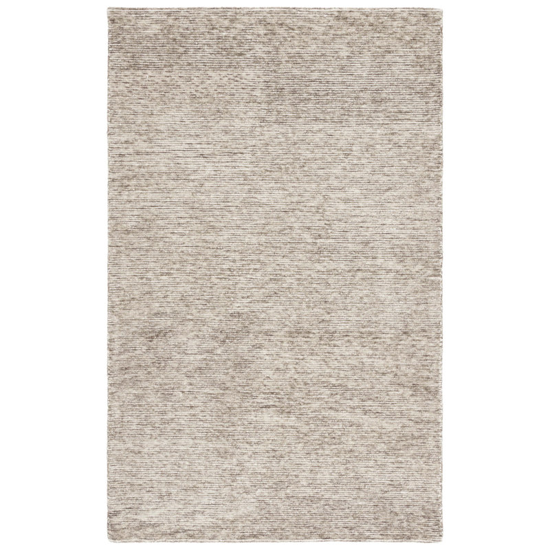 Kedwin Ebony Hand Tufted Wool Cotton Rug in Beige, Rectangle 6' x 9'
