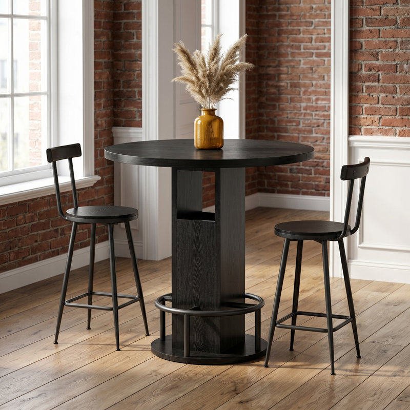Ensemble de table de bar et tabouret, Noir