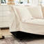 3 avec 3 repose-pieds en chenille crème, et spacieux repose-pieds de salon, tissu en chenille, configuration de cinéma maison élégante