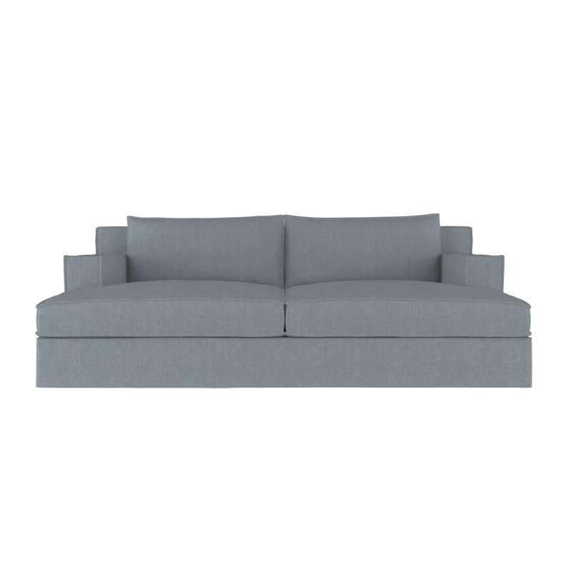 Mulberry Square Track-Arm Daybed with Flange Seam, Plush Velvet Alabaster, Weathered