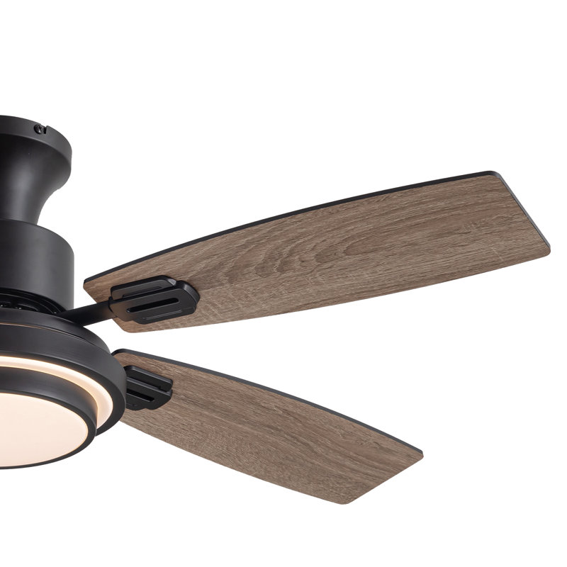 42 Inch Flush Mount Ceiling Fans With Lights And Remote Control Low Profile Ceiling Fan For Bedroom Living Room Black, Black