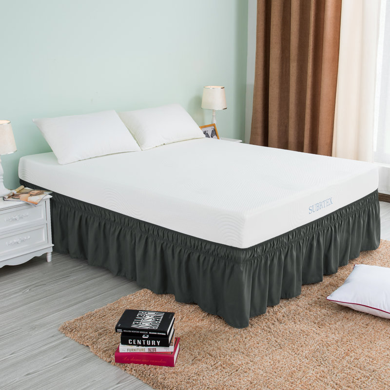  Jupe de lit enveloppante de 15 po avec volants, Simple, Gris