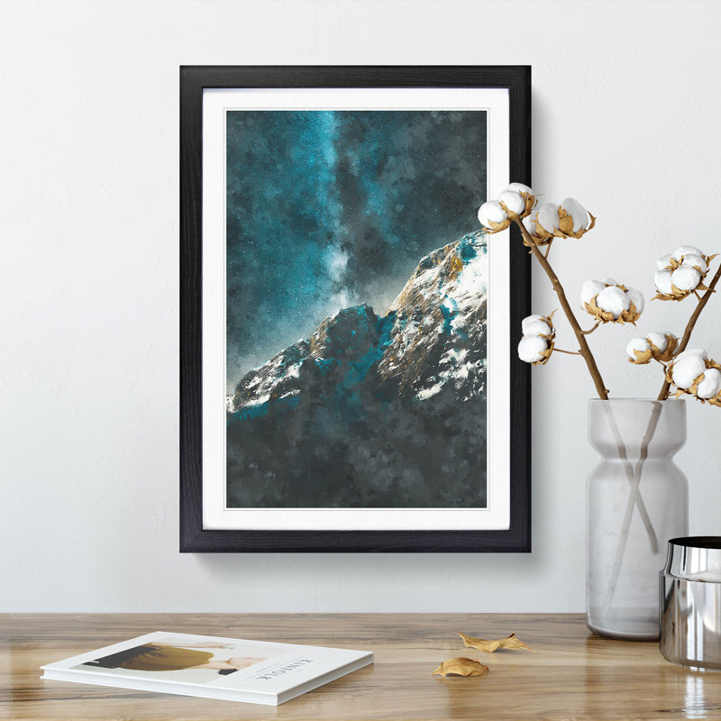 Explosion of Stars Above the Mountains - Picture Frame Painting Print, 63cm H x 45cm W x 2cm D, Black Framed