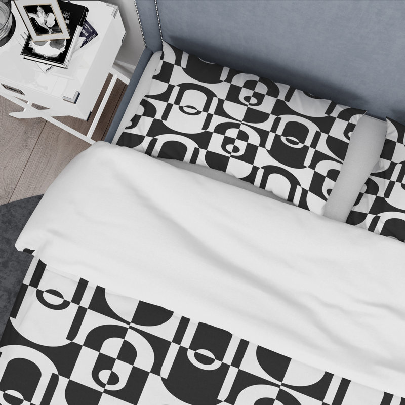 Modern & Contemporary Polyester Twill Geometric Shapes Duvet Cover, King Duvet Cover + 2 Shams