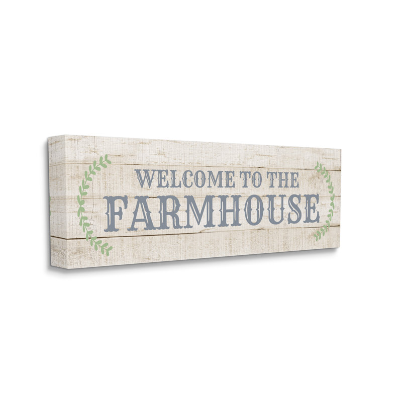 Motif de planches «Welcome To The Farmhouse» - impression, H 17 po x l 40 po x P 1,5 po, Toile tendue