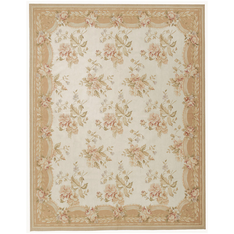 Wool Floral Area Rug, Rectangle 8' x 10'