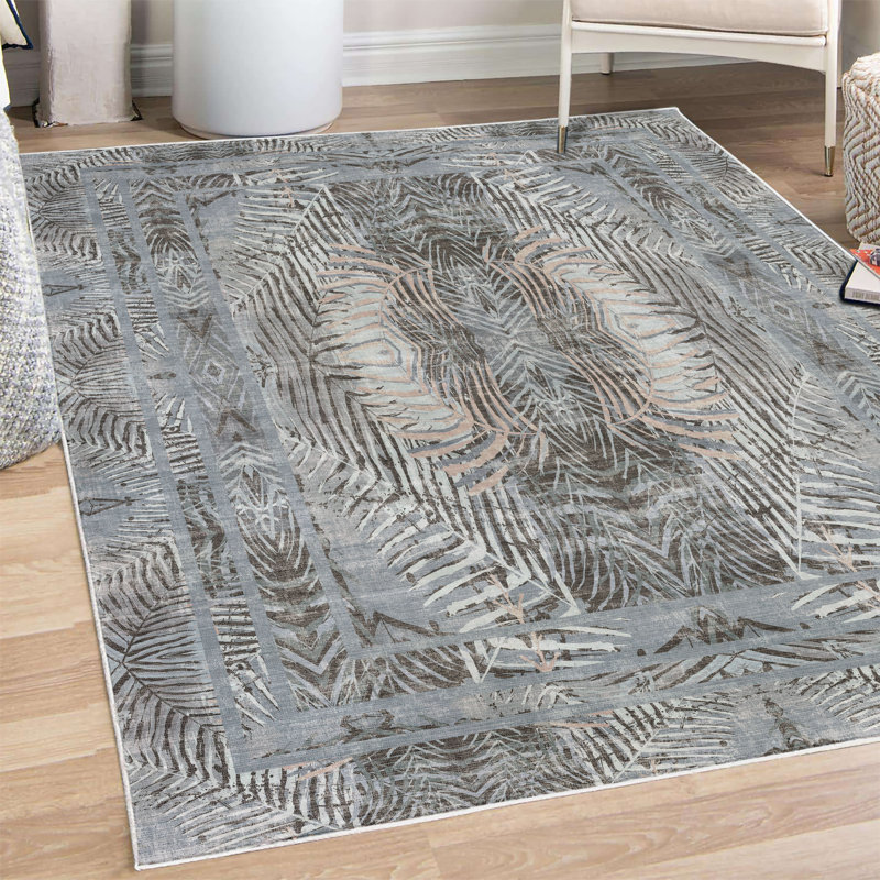 Tapis décoratif à haute densité en fibres de polyester Seeker, Rectangle 4 pi x 5 pi 7 po