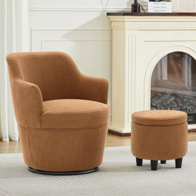 360 Modern Swivel Barrel Chair with Ottoman