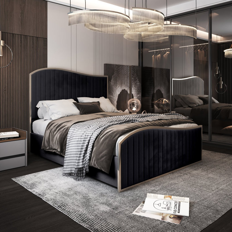 Anastos Upholstered Bed, Single (3'), Black