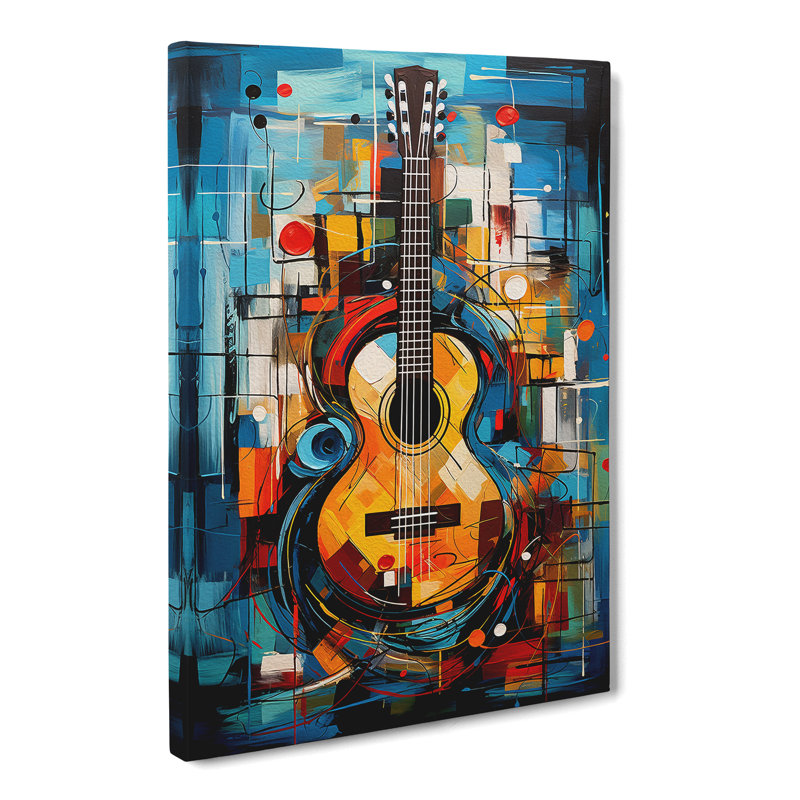 Acoustic Guitar Expressionism - Wrapped Canvas Print, 76cm H x 50cm W x 3cm D