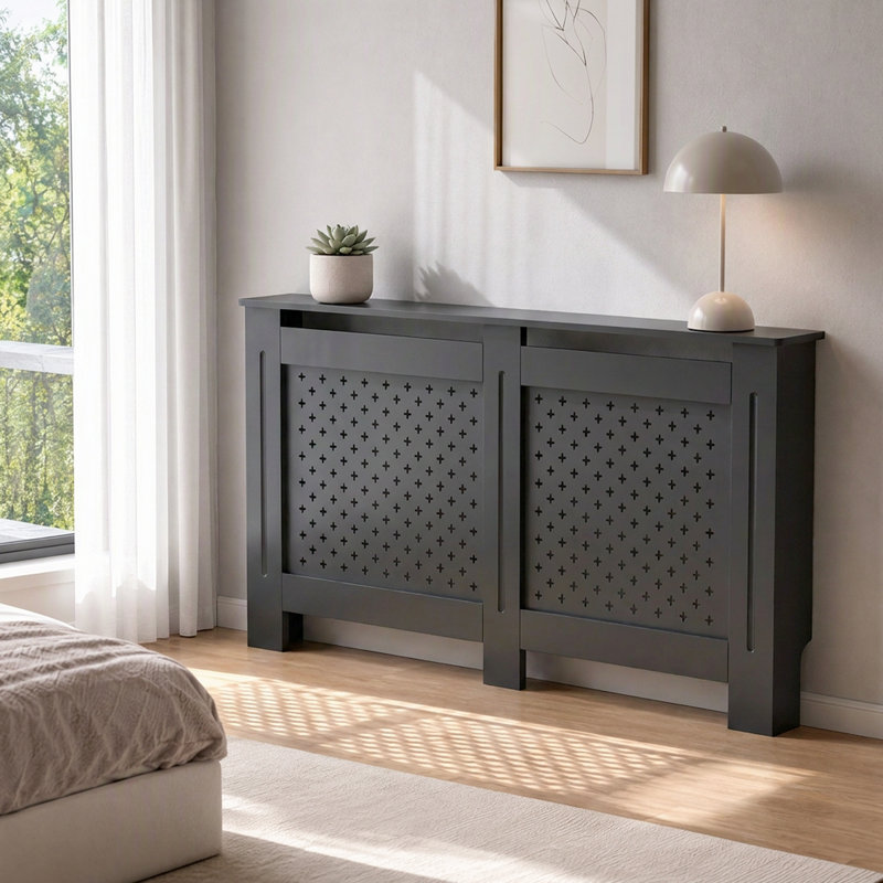 Armoire décorative pour radiateur - Couvercle de radiateur avec tablette supérieure et flux de chaleur fluide, White