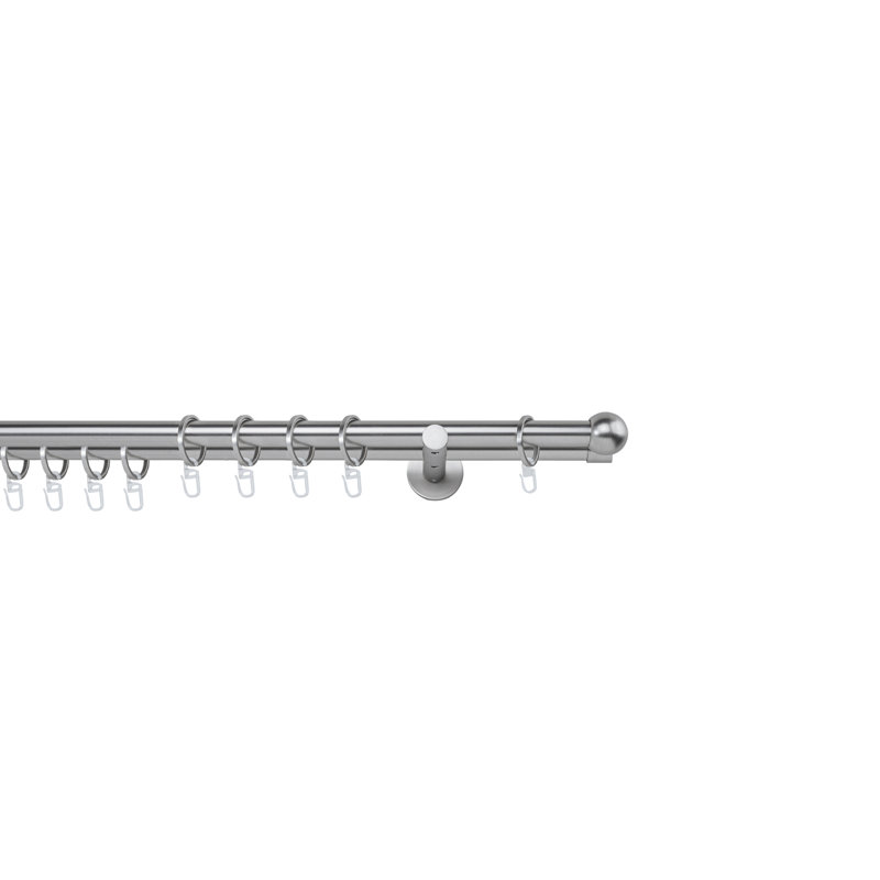 Curtain rod made to measure 20mm ball, 2cm H x 100cm W x 12cm D, Stainless Steel