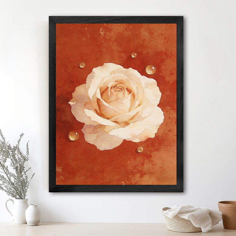 «Black», peinture florale rétro encadrée noire: roses neutres, impression d'art mural, impression sur le thème de la Saint-Valentin