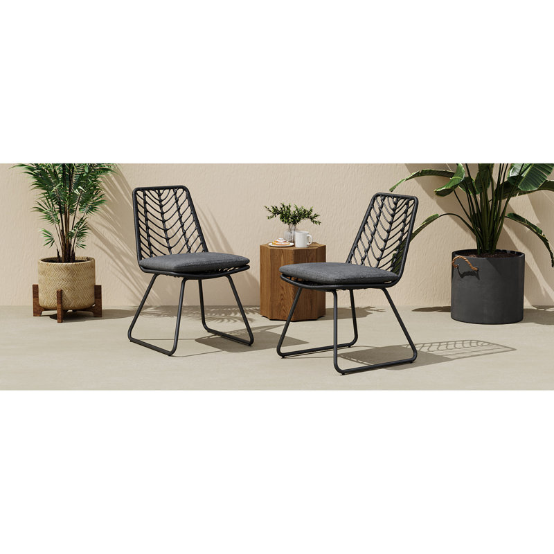 Chaises 2 pièces avec coussins gris pour patio de jardin - Chaise transitionnelle facile à assembler