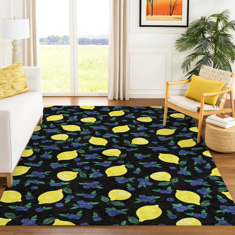 Machine Washable Indoor/Outdoor Bourkelands ACN2354 Fruits Rug, Rectangle 10' x 14'