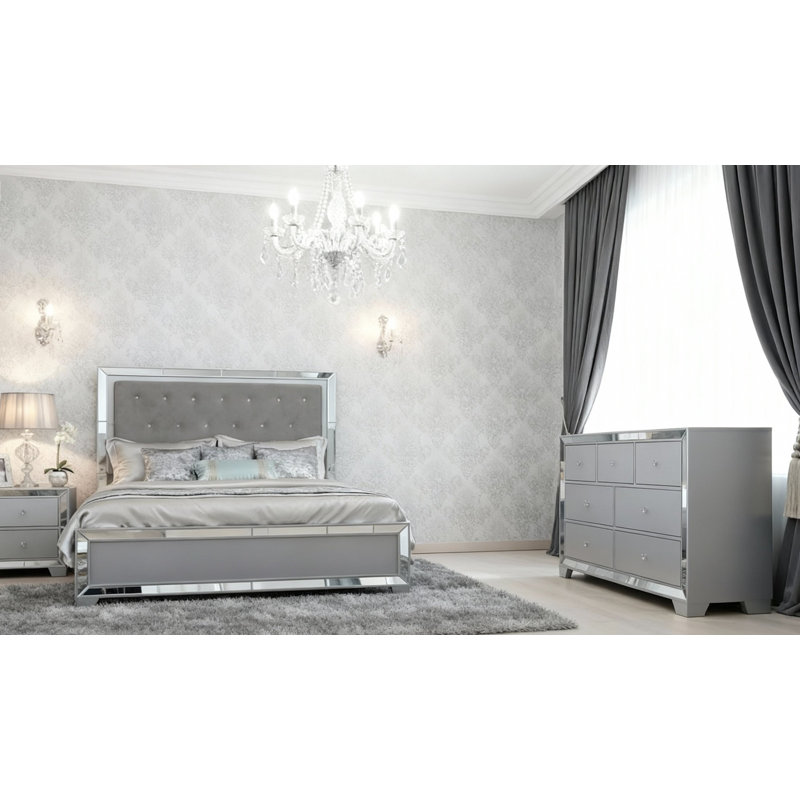 Ensemble de chambre à coucher pour grand lit 3 pièces , Argent