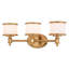 Luminaire de salle de bain traditionnel en laiton naturel doré à 3 lumières de 22 po de largeur Newberry, abat-jour en verre opale givré blanc, à intensité variable, compatible avec DEL, fixation murale réversible au-dessus du miroir-593434398-593434397