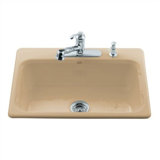 Bakersfield Self Rimming Kitchen Sink in Mexican Sand with Four Hole Faucet Drilling
