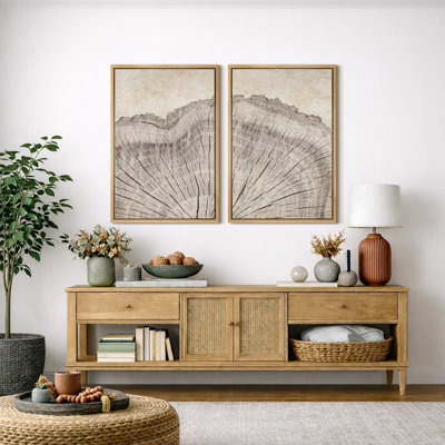 Ensemble de 2 reproductions d'art sur toile encadrées en chêne