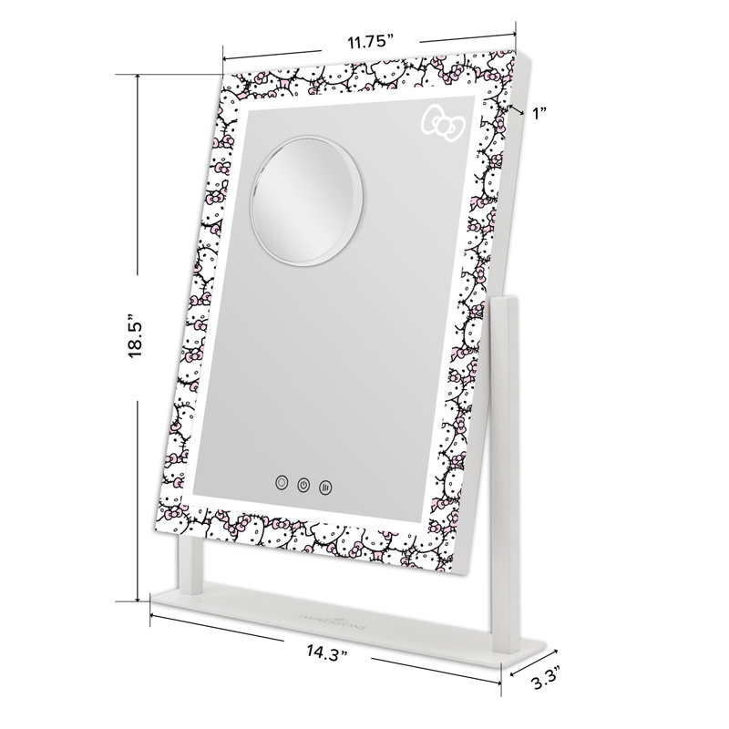 Hello Kitty Cute Tri Tone LED Makeup Mirror Lighted Vanity Mirror with Lights and 3X Magnification