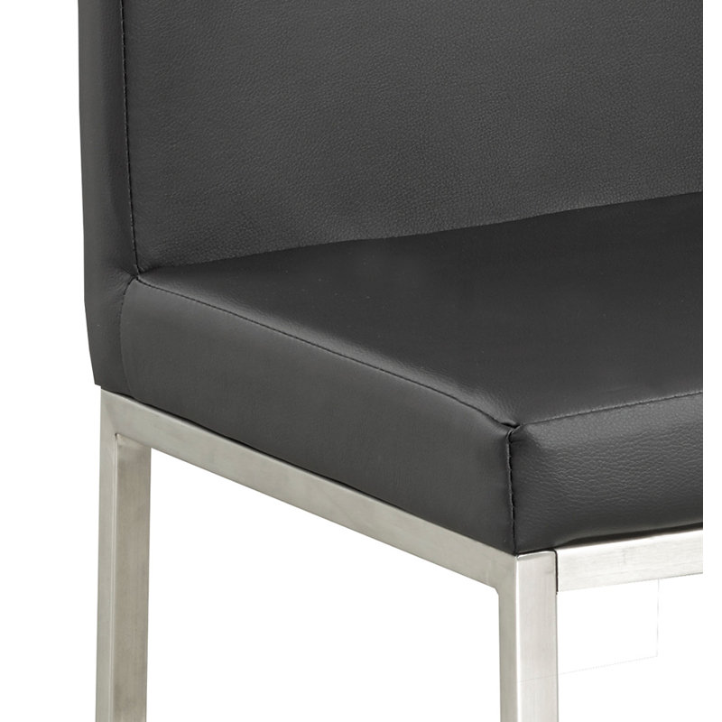 Upholstered Counter Stool with Metal Frame, Black