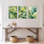«Tropical Bird and Monstera Leaves», reproduction d'art sur toile tendue sur toile (ensemble de 3)-590134564