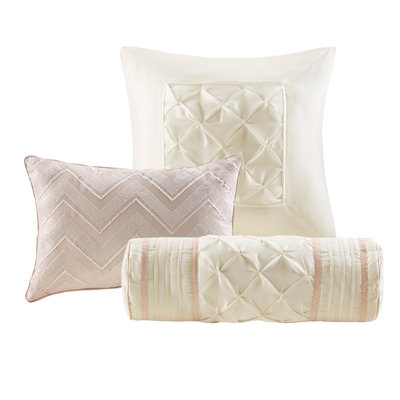 7 Piece Tufted Comforter Set Blush