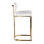 Tabouret de bar à hauteur fixe en métal doré et similicuir blanc - ensemble de 2