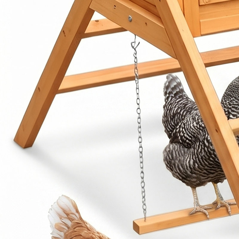 Solid Wood Chicken Nesting Box with Perch and Chicken Swing