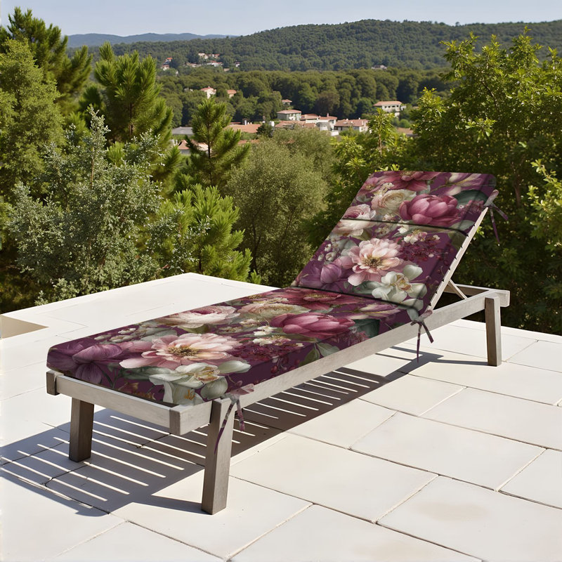  Coussin de patio extérieur d'extérieur 3 po à motif de fleurs mauves à l'aquarelle