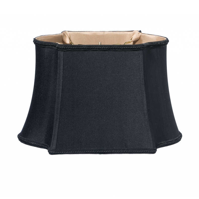 Premium Oblong Shantung Lampshade, Black/Bronze, 9" H x 14" W x 8.875" D