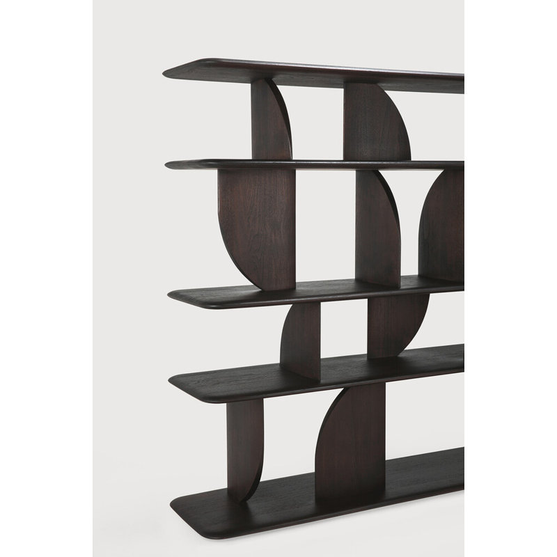 Geometric Solid Wood Geometric Bookcase, Dark Brown