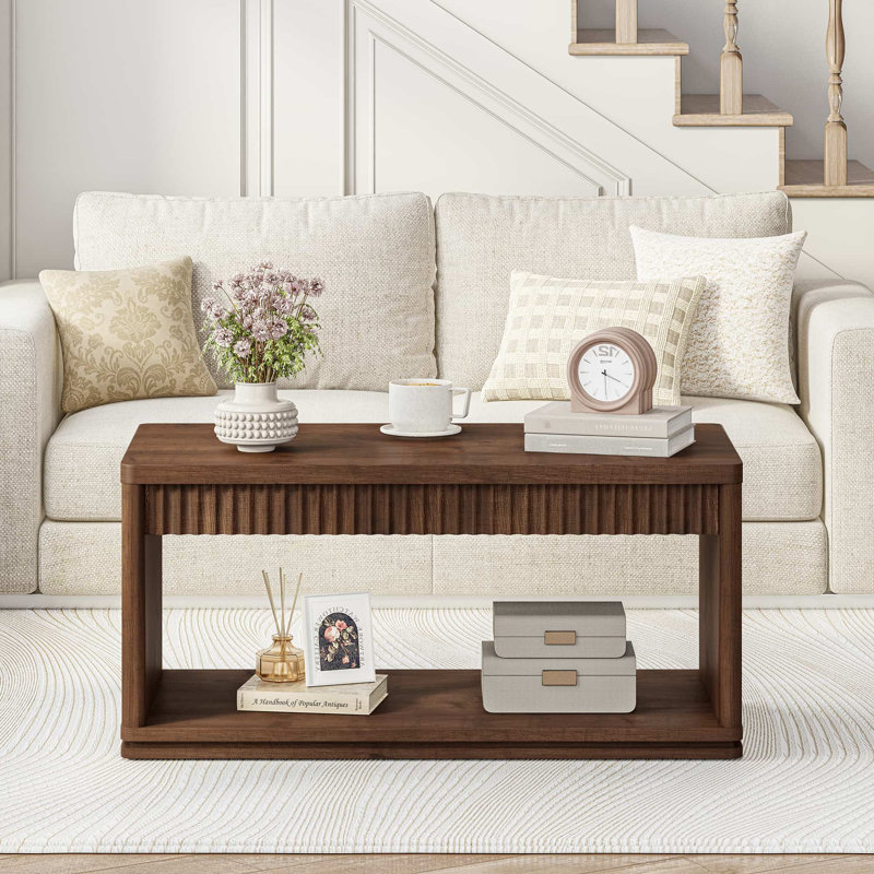 Table basse à motif ondulé Guinna, Rustic Brown
