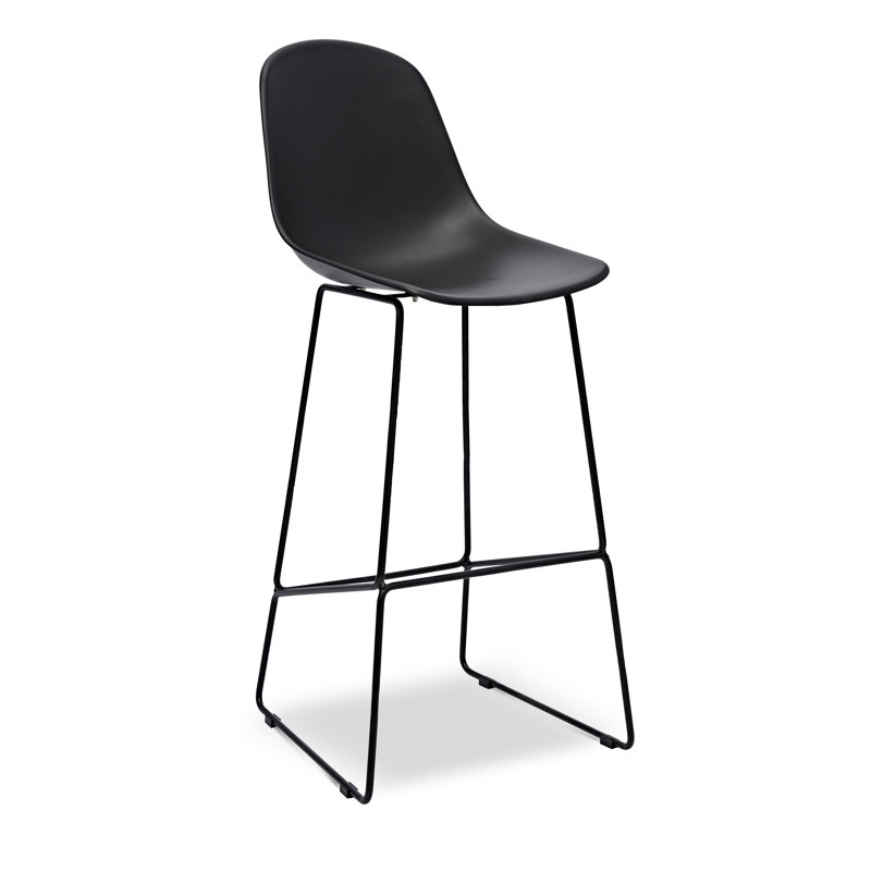 Black Metal Frame Counter Stool with Plastic Seat, Set of 2