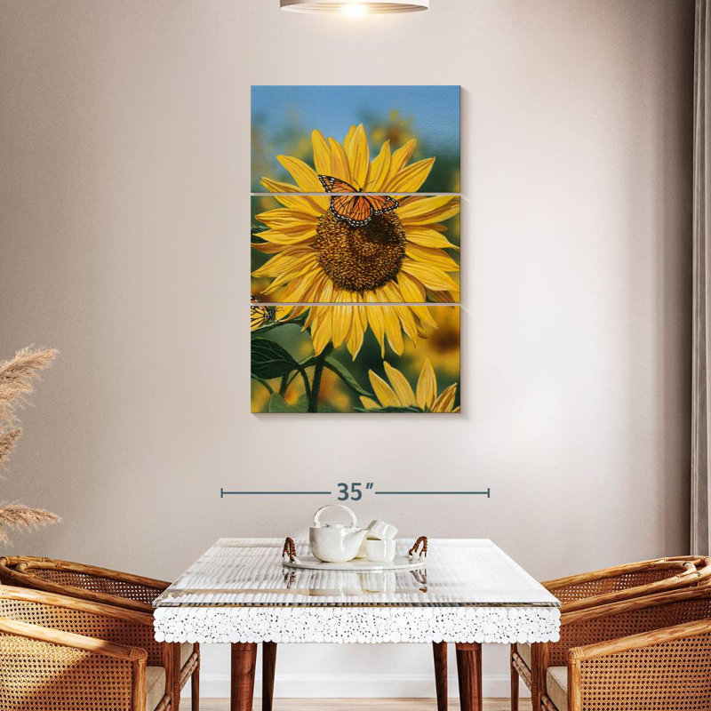 Harnek, tournesols, papillons, saison estivale, H 45 po x l 28 po