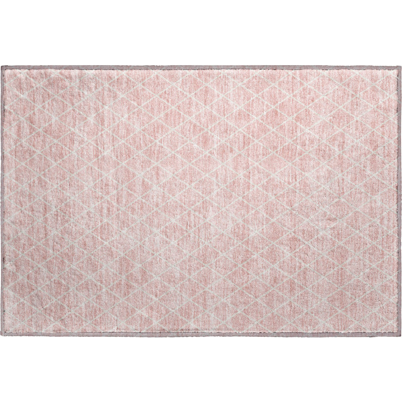 Premium Machine Washable Prisco Pink Rug, Rectangle 1'8" x 2'6"