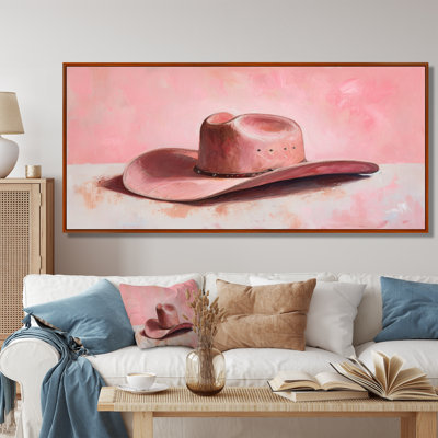 Minimalist Pink Cowgirl Hat - Cowgirls Wall Art Living Room