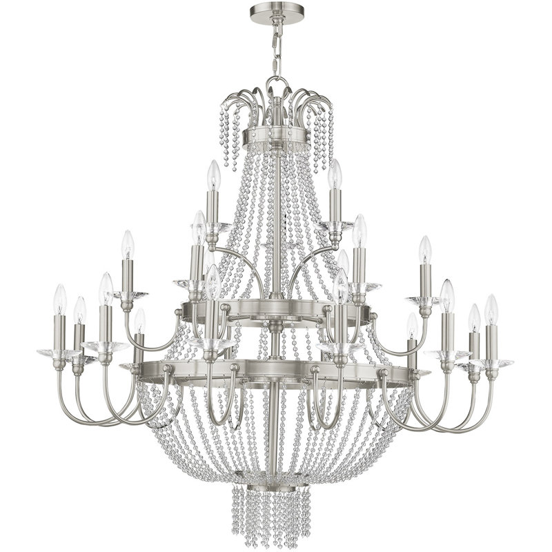 Lustre empire 21 lumières Kearrah, Nickel brossé