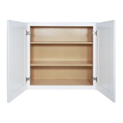 2-door 2-shelf Wall Cabinet 30-in W x 30-in H x 12-in D White Ready to assemble (RTA) Plywood Cabinet Recessed Panel Shaker