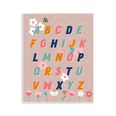 "Alphabet with Florals", art mural sur bois par Daniela Santiago