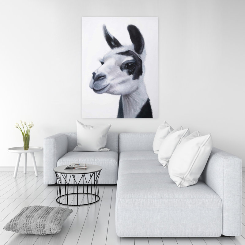 Black & White Lama - Hygge Animals Canvas Home Decor