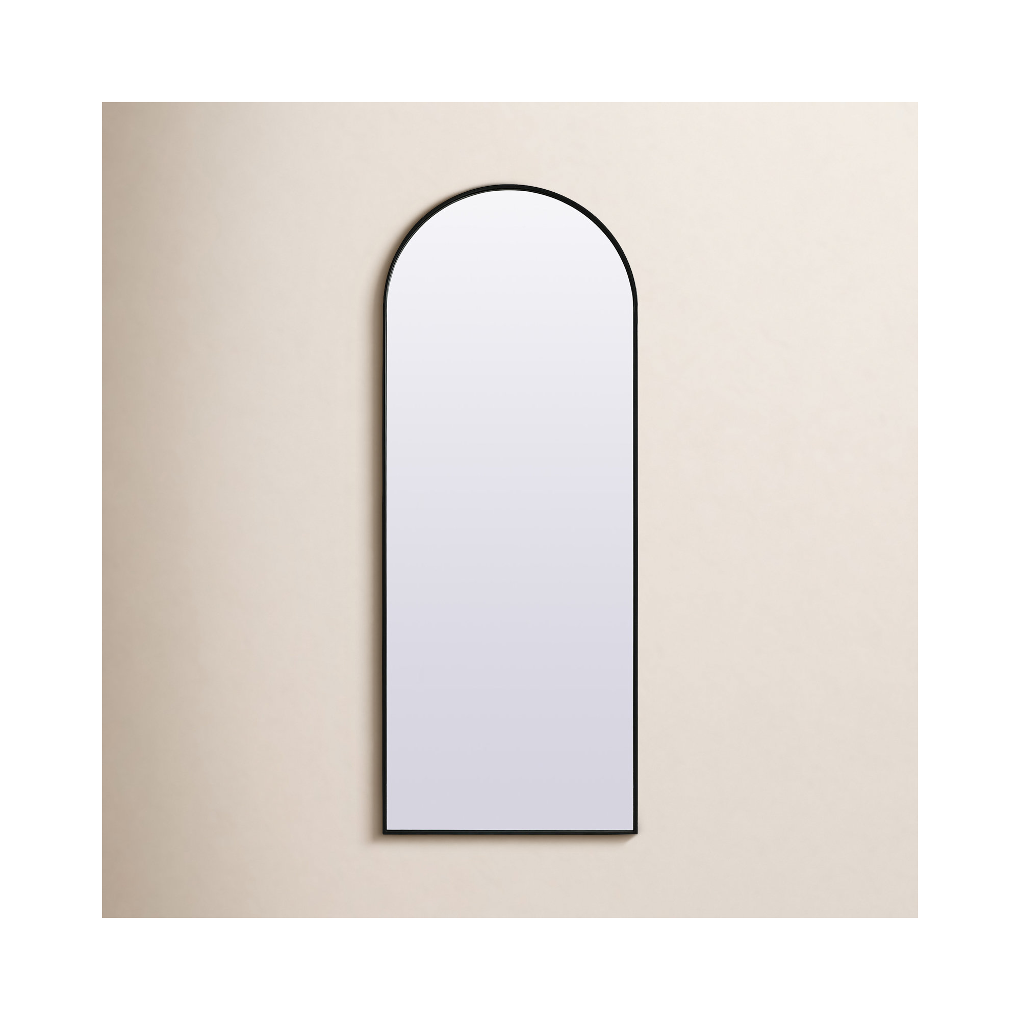 Sabine Metal Arch Wall Mirror, 74" x 28", Black
