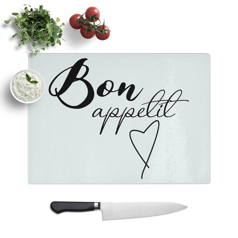 Bon Appetit Typography Chopping Board, 0.4cm H x 28.5cm W x 39cm L